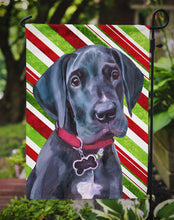Load image into Gallery viewer, Black Great Dane Puppy Candy Cane Holiday Christmas Garden Flag - Outdoor Decorative Yard Flag LH9593GF
