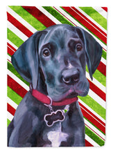 Load image into Gallery viewer, Black Great Dane Puppy Candy Cane Holiday Christmas Garden Flag - Outdoor Decorative Yard Flag LH9593GF
