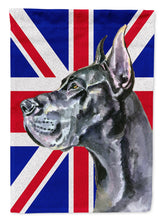 Load image into Gallery viewer, Black Great Dane with English Union Jack British Flag Flag Canvas House Size LH9599CHF