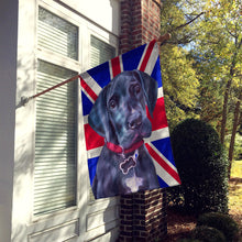 Load image into Gallery viewer, Black Great Dane Puppy with English Union Jack British Flag Flag Canvas House Size LH9600CHF