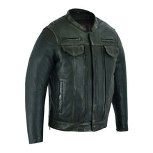 Load image into Gallery viewer, Men&#39;s Modern Utility Style Jacket in Lightweight Drum Dyed Distressed Naked Lambskin