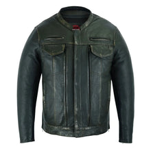 Load image into Gallery viewer, Men&#39;s Modern Utility Style Jacket in Lightweight Drum Dyed Distressed Naked Lambskin