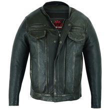 Load image into Gallery viewer, Men&#39;s Modern Utility Style Jacket in Lightweight Drum Dyed Distressed Naked Lambskin