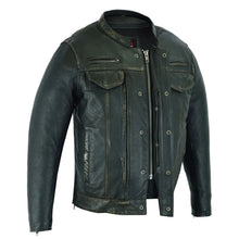 Load image into Gallery viewer, Men&#39;s Modern Utility Style Jacket in Lightweight Drum Dyed Distressed Naked Lambskin