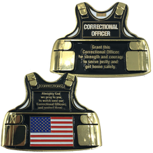 Load image into Gallery viewer, EL10-009 Correctional Officer Thin Gray Line Prayer Challenge Coin CO Corrections Prison Jail