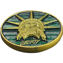 Load image into Gallery viewer, BL17-001 Skull Statue of Liberty Benjamin Franklin Revolvers CBP Border Patrol Agent Challenge Coin
