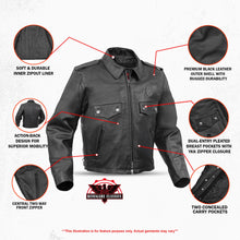 Load image into Gallery viewer, Black Raider Men’s Leather Motorcycle Jacket