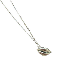 Load image into Gallery viewer, Lips Pendant Necklace in Silver | Kiss Print Charm on Chain