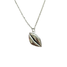 Load image into Gallery viewer, Lips Pendant Necklace in Silver | Kiss Print Charm on Chain