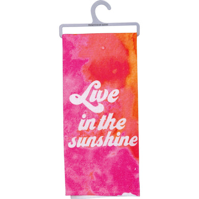 Live In The Sunshine Dish Cloth Towel | All-Over Dye Design | Retro-Inspired | 18