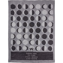 Load image into Gallery viewer, Love You To The Full Moon And Back Kitchen Towel | Black Cat Moon Phases | 20&quot; x 28&quot;