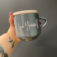 Load image into Gallery viewer, Love Yourself Mug &amp; Coaster Lid with Rainbow Design