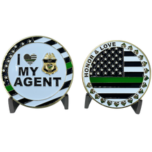 Load image into Gallery viewer, CL3-06 I Love My Agent Border patrol Wife Thin Green Line CBP Challenge Coin