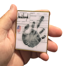 Load image into Gallery viewer, GL12-005 President Donald J. Trump MAGA Arrest Fingerprint Card Challenge Coin