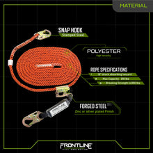 Load image into Gallery viewer, Frontline VLPR3L Premium Vertical Lifeline with Openable Rope Grab and Shock Pack 200'