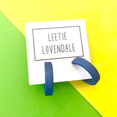 Slate Blue Velvet Mini Classic Hoop Earrings