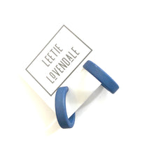 Load image into Gallery viewer, Slate Blue Velvet Mini Classic Hoop Earrings