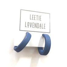 Load image into Gallery viewer, Slate Blue Velvet Mini Classic Hoop Earrings