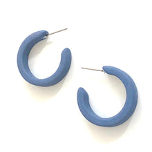 Load image into Gallery viewer, Slate Blue Velvet Mini Classic Hoop Earrings