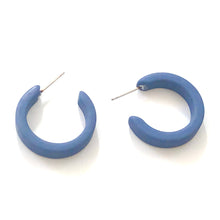 Load image into Gallery viewer, Slate Blue Velvet Mini Classic Hoop Earrings