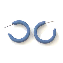 Load image into Gallery viewer, Slate Blue Velvet Mini Classic Hoop Earrings