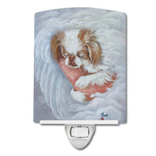 Load image into Gallery viewer, Japanese Chin in an Angels Arms Ceramic Night Light MH1037CNL