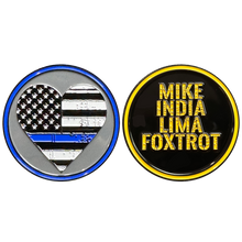 Load image into Gallery viewer, GG-017 MILF Police Challenge Coin Thin Blue Line Heart Flag Wife Girlfriend Sidepiece gifts
