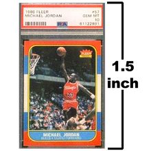 Load image into Gallery viewer, PBX-011-G Lapel Pin for 1986 1987 Fleer Michael Jordan Rookie Card Collectors PSA 10 Facsimile Autograph back