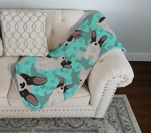Load image into Gallery viewer, Black and White French Bulldog Quilted Blanket 50x60