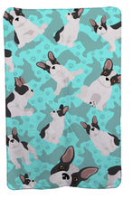 Load image into Gallery viewer, Black and White French Bulldog Soft Travel Blanket with Bag