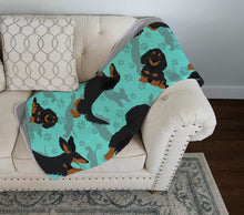 Load image into Gallery viewer, Longhaired Black Tan Dachshund Quilted Blanket 50x60