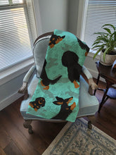 Load image into Gallery viewer, Longhaired Black Tan Dachshund Quilted Blanket 50x60