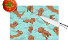 Load image into Gallery viewer, Longhaired Red Dachshund Glass Cutting Boards – Durable, Decorative Kitchen Art Large