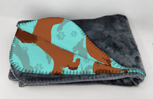 Load image into Gallery viewer, Longhaired Red Dachshund Soft Travel Blanket with Bag