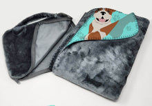 Load image into Gallery viewer, Red and White English Bulldog Soft Travel Blanket with Bag
