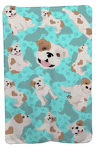 Load image into Gallery viewer, Piebald English Bulldog Soft Travel Blanket with Bag