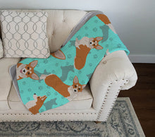 Load image into Gallery viewer, Red and White Pembroke Corgi Quilted Blanket 50x60