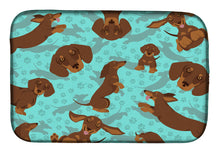 Load image into Gallery viewer, Chocolate and Tan Dachshund Dish Drying Mat – Absorbent, Artistic Kitchen Essentials