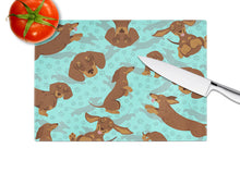 Load image into Gallery viewer, Chocolate and Tan Dachshund Glass Cutting Boards – Durable, Decorative Kitchen Art Large
