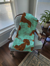 Load image into Gallery viewer, Chocolate and Tan Dachshund Quilted Blanket 50x60