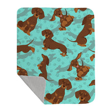 Load image into Gallery viewer, Chocolate and Tan Dachshund Quilted Blanket 50x60