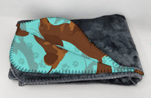 Load image into Gallery viewer, Chocolate and Tan Dachshund Soft Travel Blanket with Bag