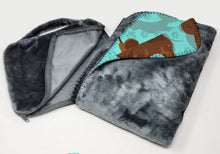 Load image into Gallery viewer, Chocolate and Tan Dachshund Soft Travel Blanket with Bag