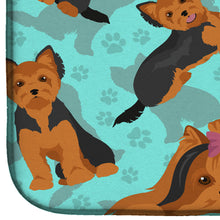 Load image into Gallery viewer, Black and Tan Yorkie Dish Drying Mat – Absorbent, Artistic Kitchen Essentials