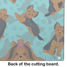 Load image into Gallery viewer, Black and Tan Yorkie Glass Cutting Boards – Durable, Decorative Kitchen Art Large