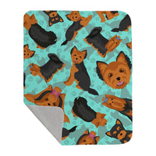 Load image into Gallery viewer, Black and Tan Yorkie Quilted Blanket 50x60