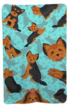 Load image into Gallery viewer, Black and Tan Yorkie Soft Travel Blanket with Bag