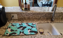 Load image into Gallery viewer, Border Collie Dish Drying Mat – Absorbent, Artistic Kitchen Essentials