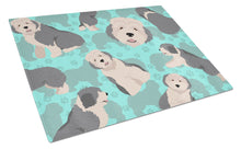 Load image into Gallery viewer, Old English Sheepdog Glass Cutting Boards – Durable, Decorative Kitchen Art Large