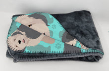 Load image into Gallery viewer, Old English Sheepdog Soft Travel Blanket with Bag